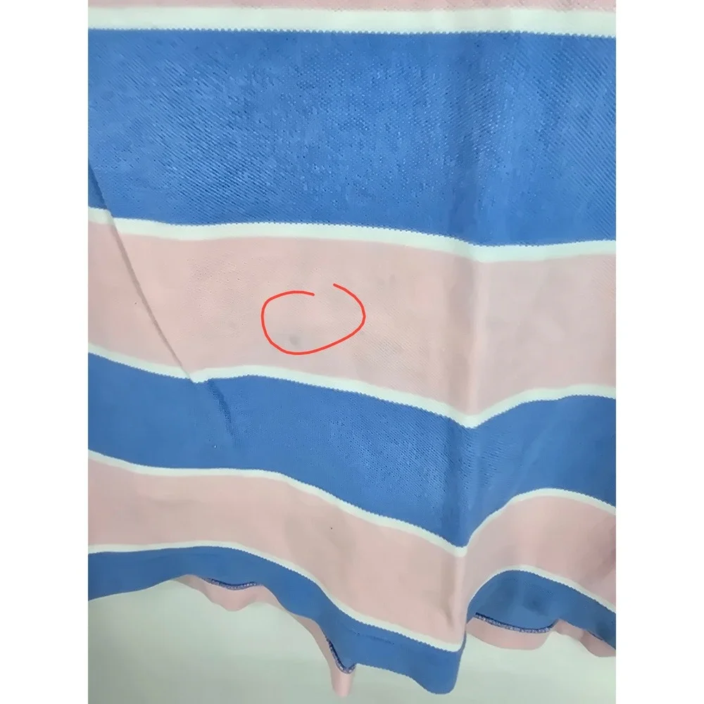 Polo Ralph Lauren Mens Medium Pink Blue Striped Short Sleeve Pique Polo Shirt